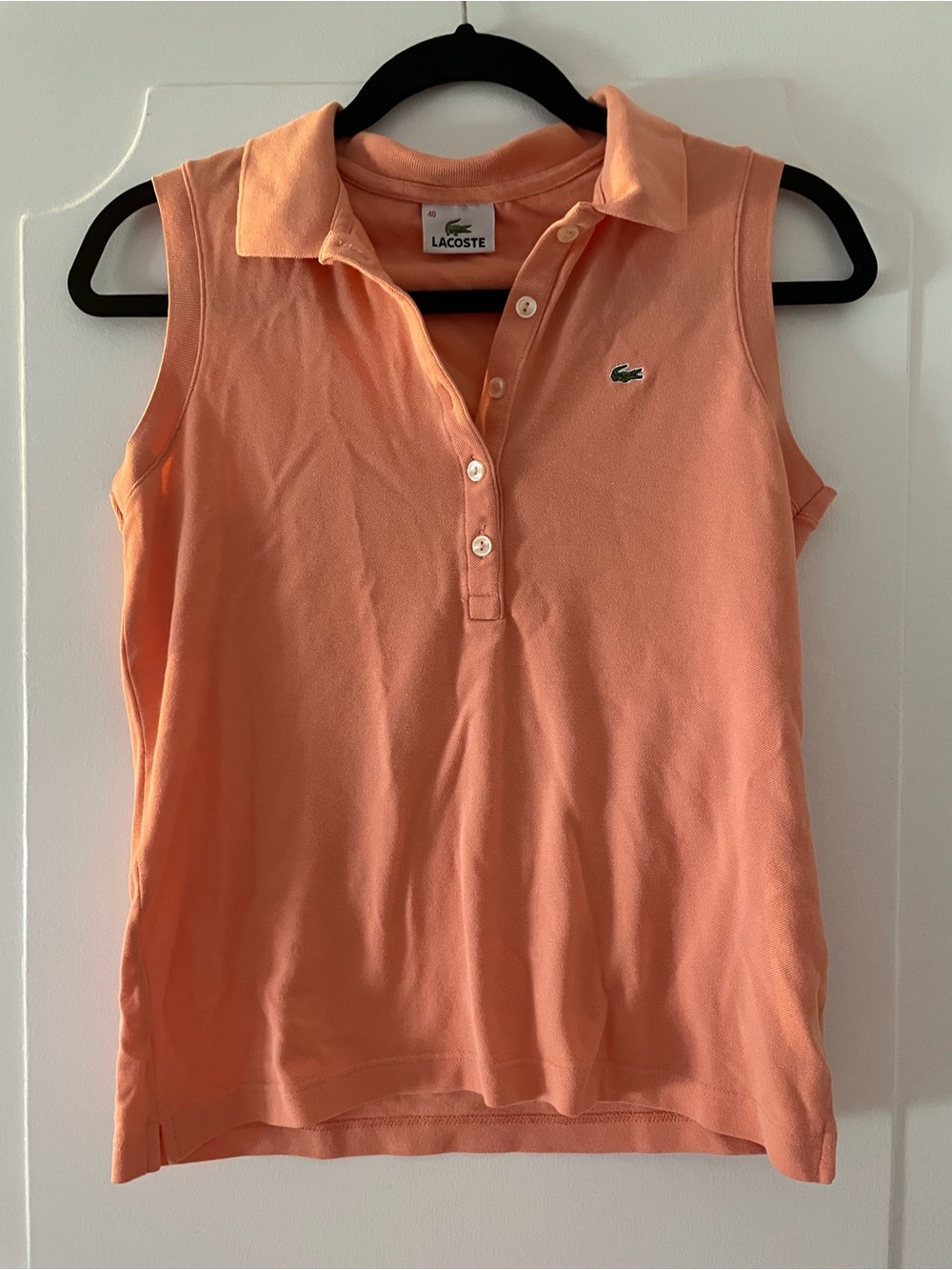 Lacoste Sleeveless Polo Tank in Peach-Orange 40
